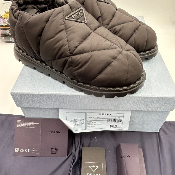 Women’s Prada re-nylon triangle logo padded draw cord snow boots size 39 Italy - Picture 9 of 11